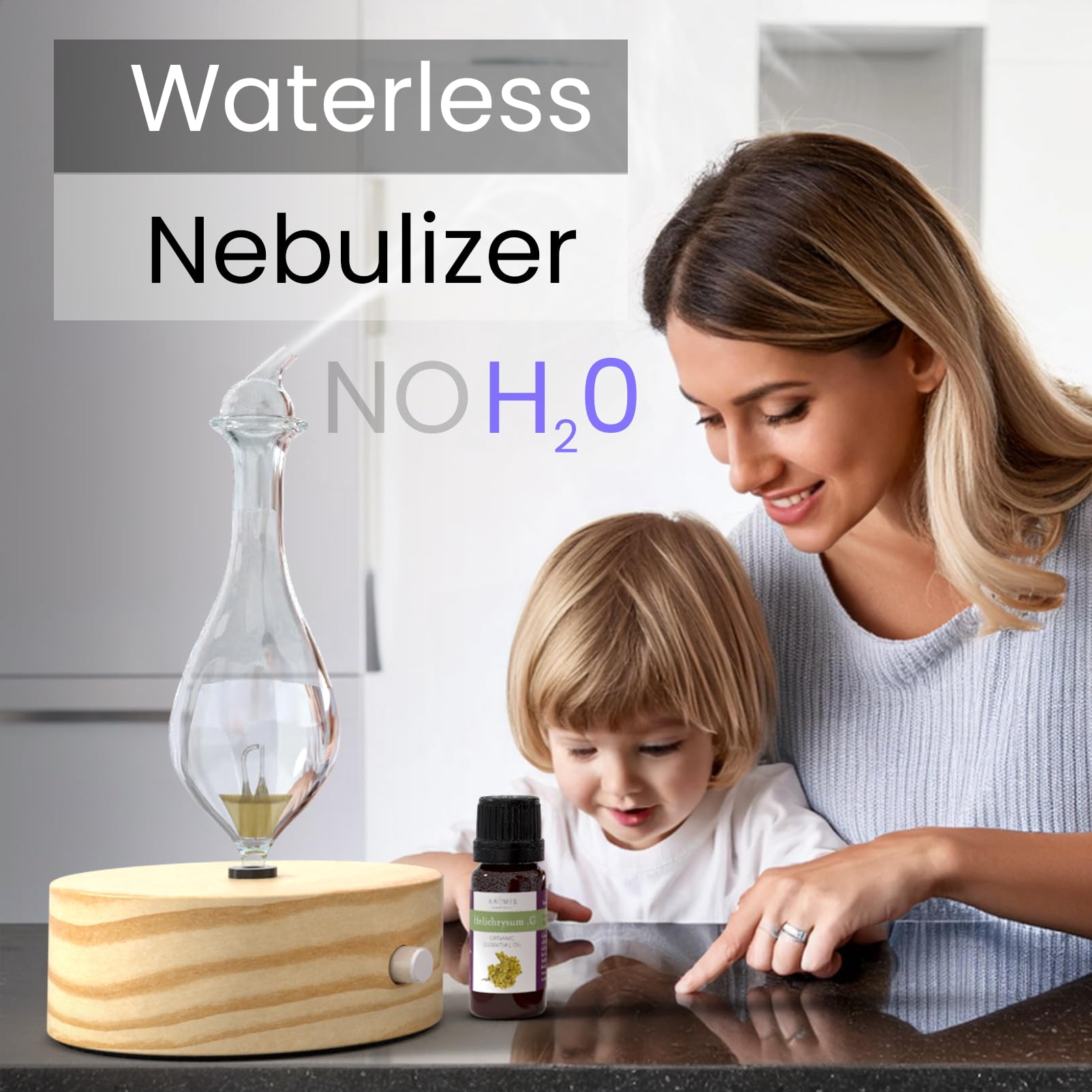 Aromatherapy diffuser showcasing waterless diffusion technology