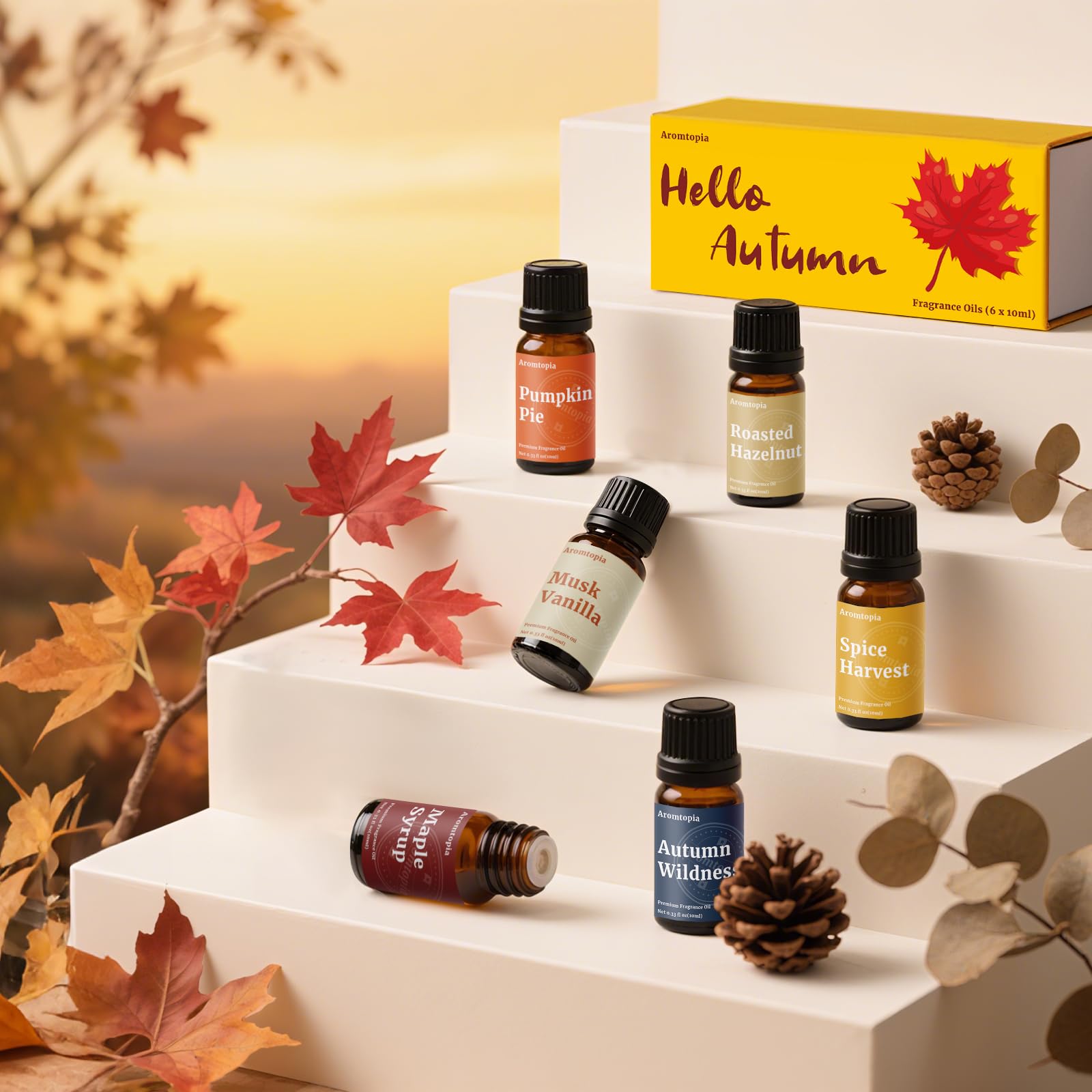 Aromtopia fall fragrance oil packaging box