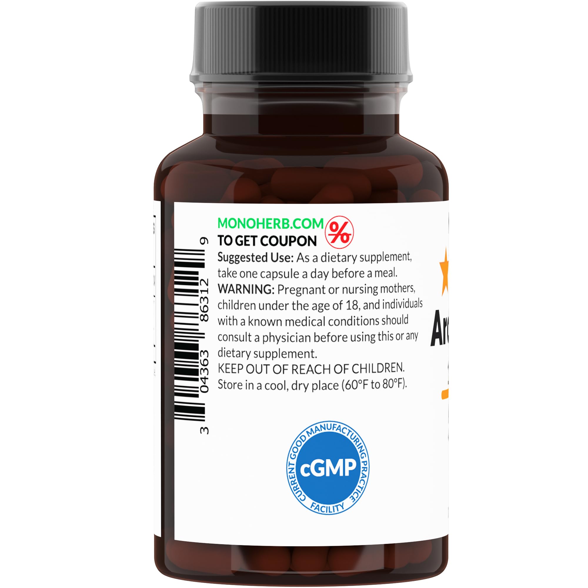 Back label showing ingredients and directions