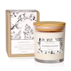 Aronica Cotton Candle in a glass jar with wooden cap