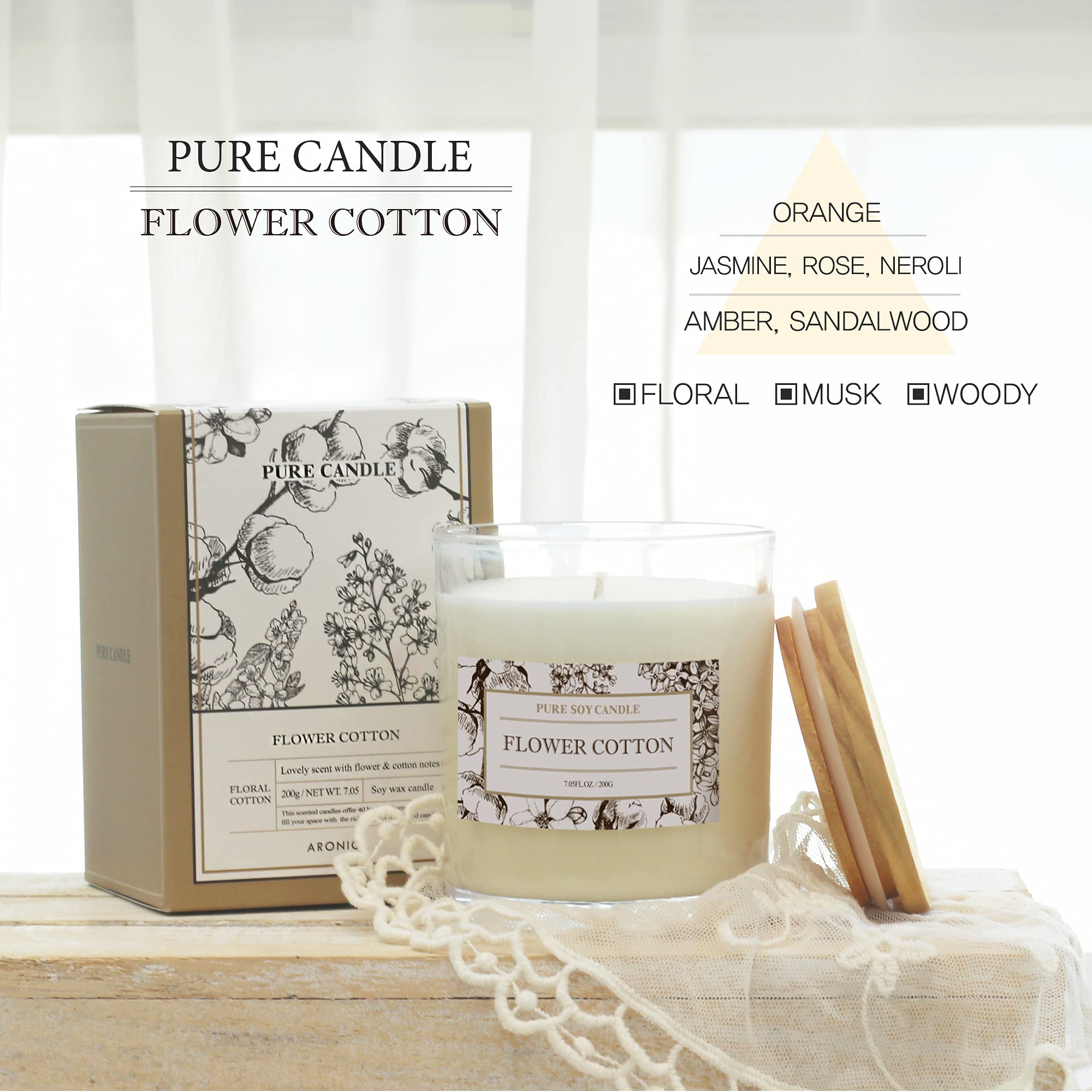 Close-up of soy wax and cotton wick in Aronica Candle