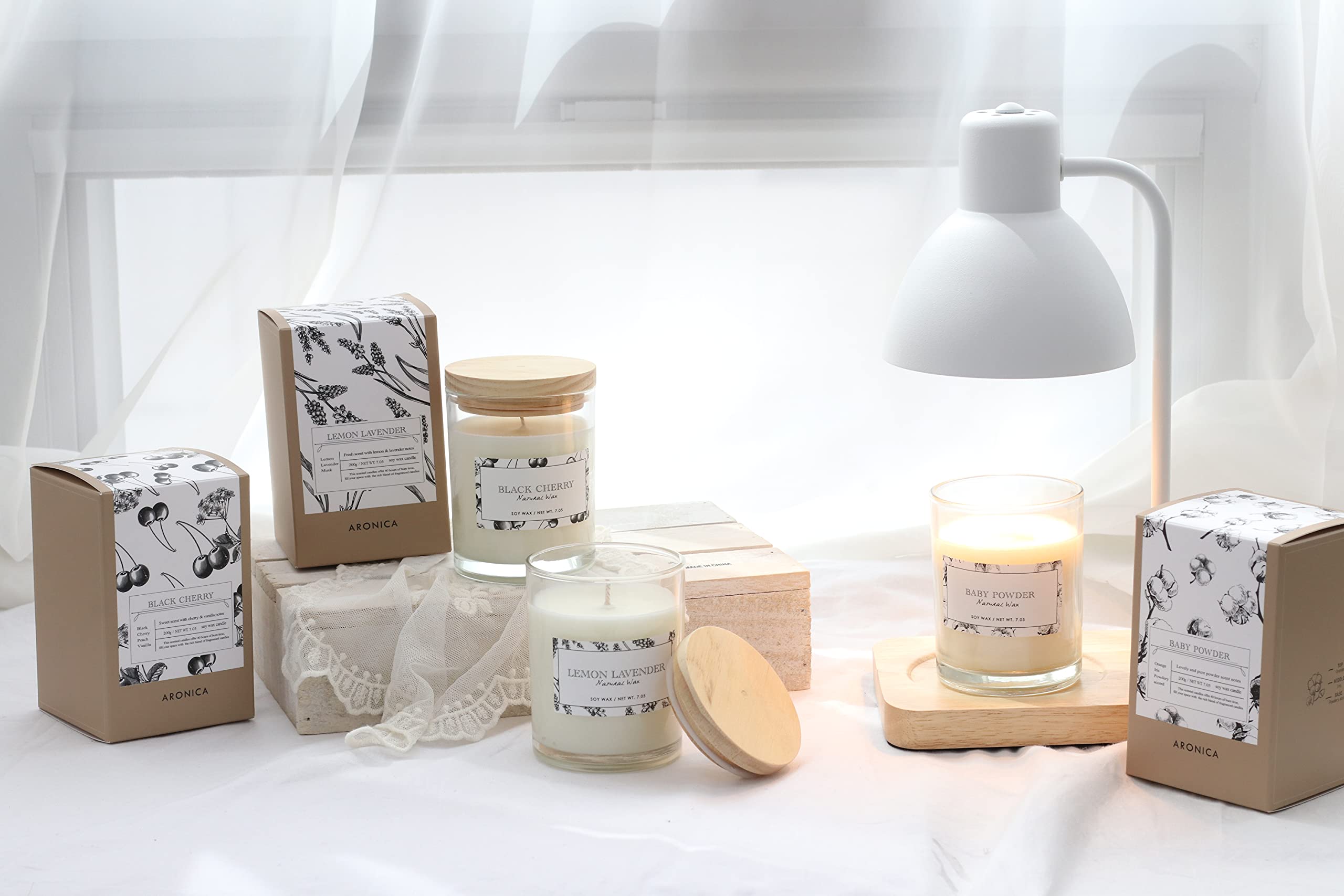Gift-ready Aronica Cotton Candle in decorative packaging
