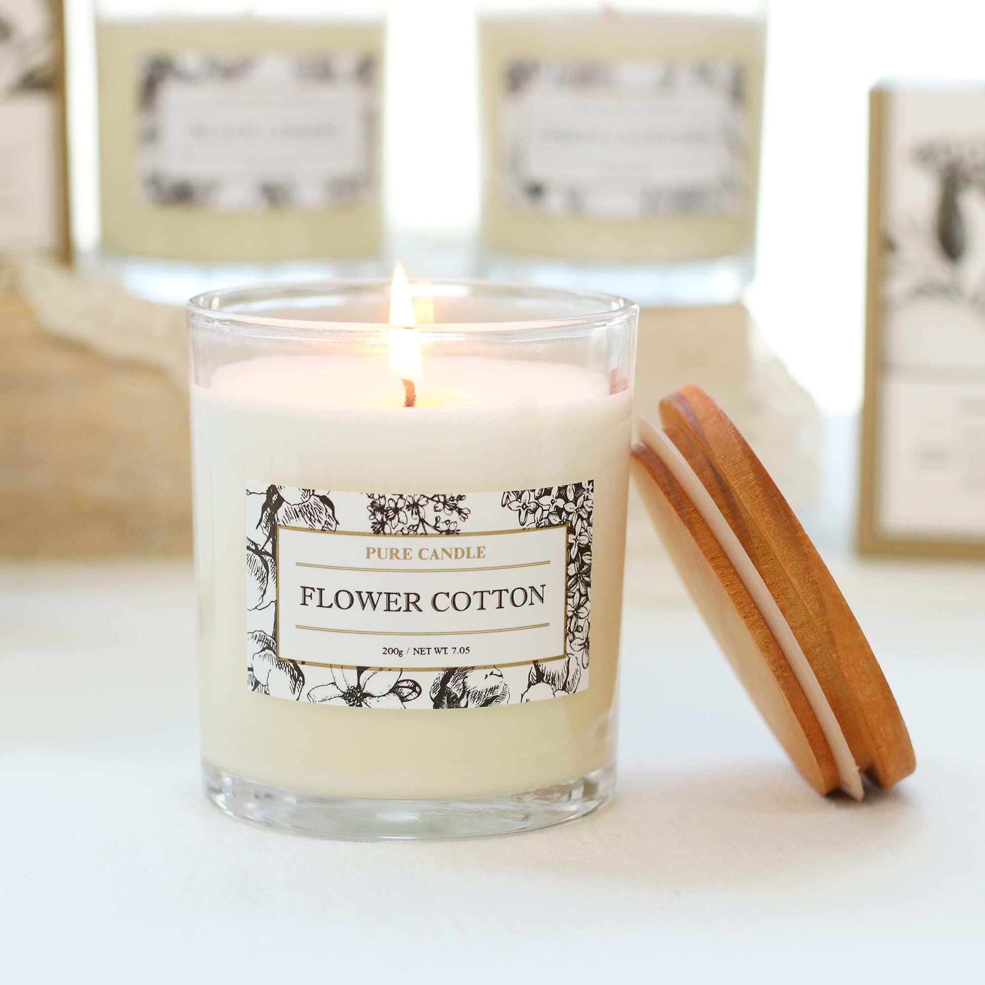 Flower cotton candle packaging featuring cotton illustration