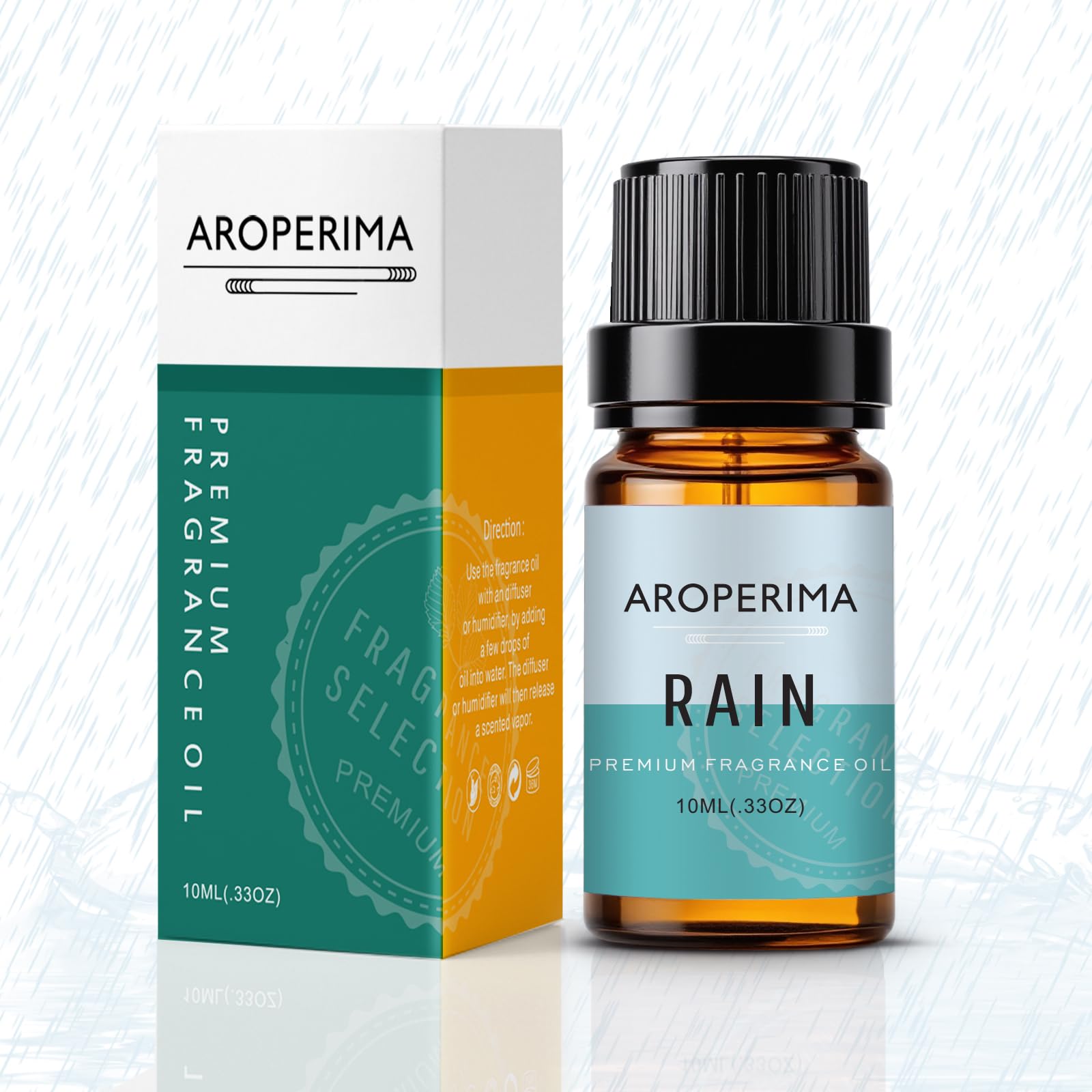 AROPERIMA Rain Fragrance Oil 10ml amber glass bottle close-up