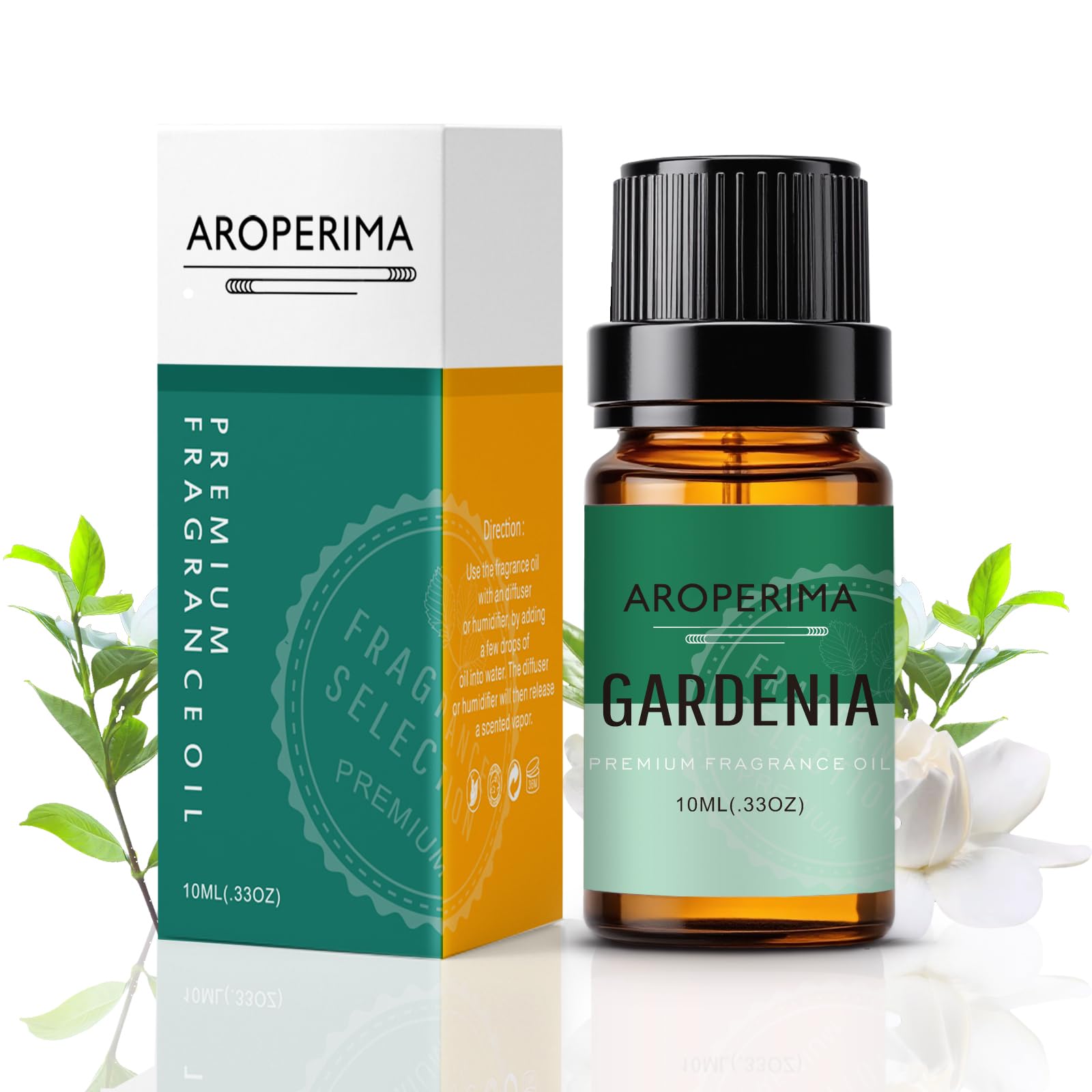 AROPERIMA Gardenia Fragrance Oil 10ml amber bottle - front view