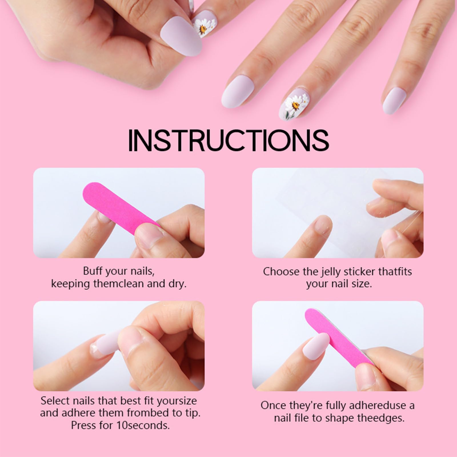 AROVFAM reusable nail set with 12 sizes for a better fit