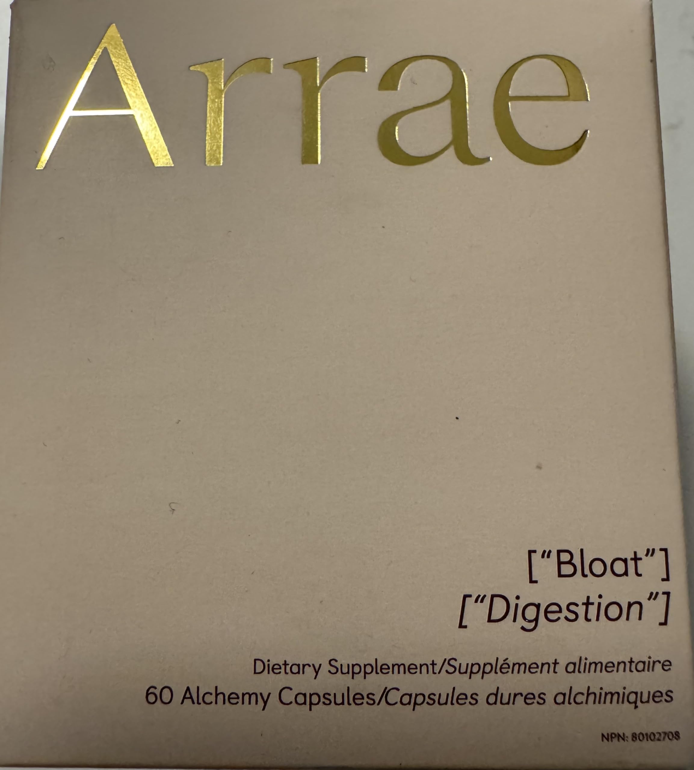 Arrae Bloat label design communicates clean, natural formula.