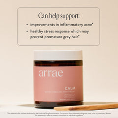 Arrae Calm ingredients L-Theanine support relaxed focus and mood.