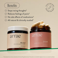 Arrae Calm packaging on desk suggests convenient daily ritual.