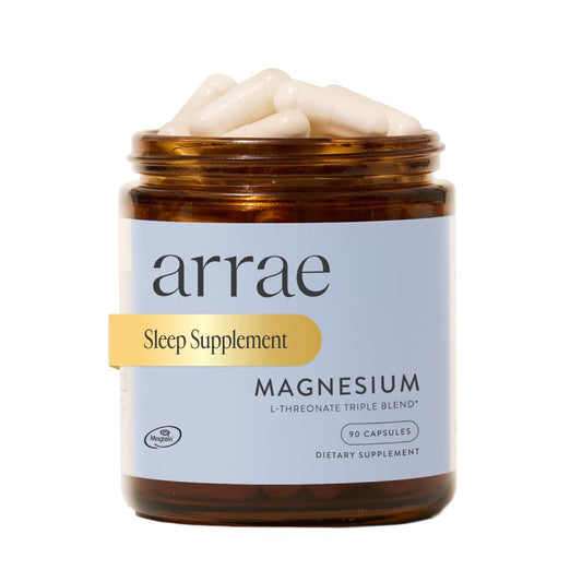 Arrae Magnesium supplement bottle with capsules