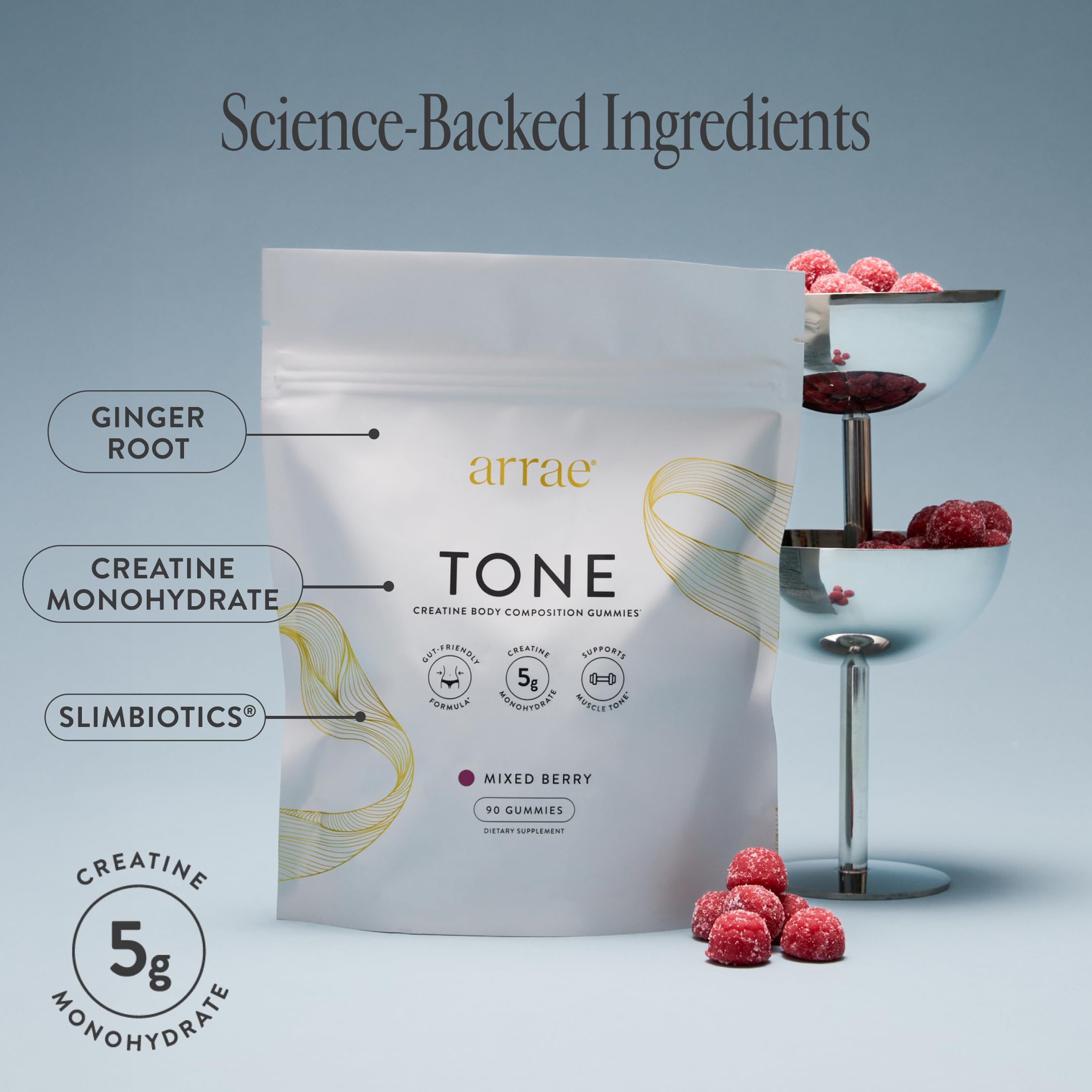 Gummies with mixed berries to highlight flavor