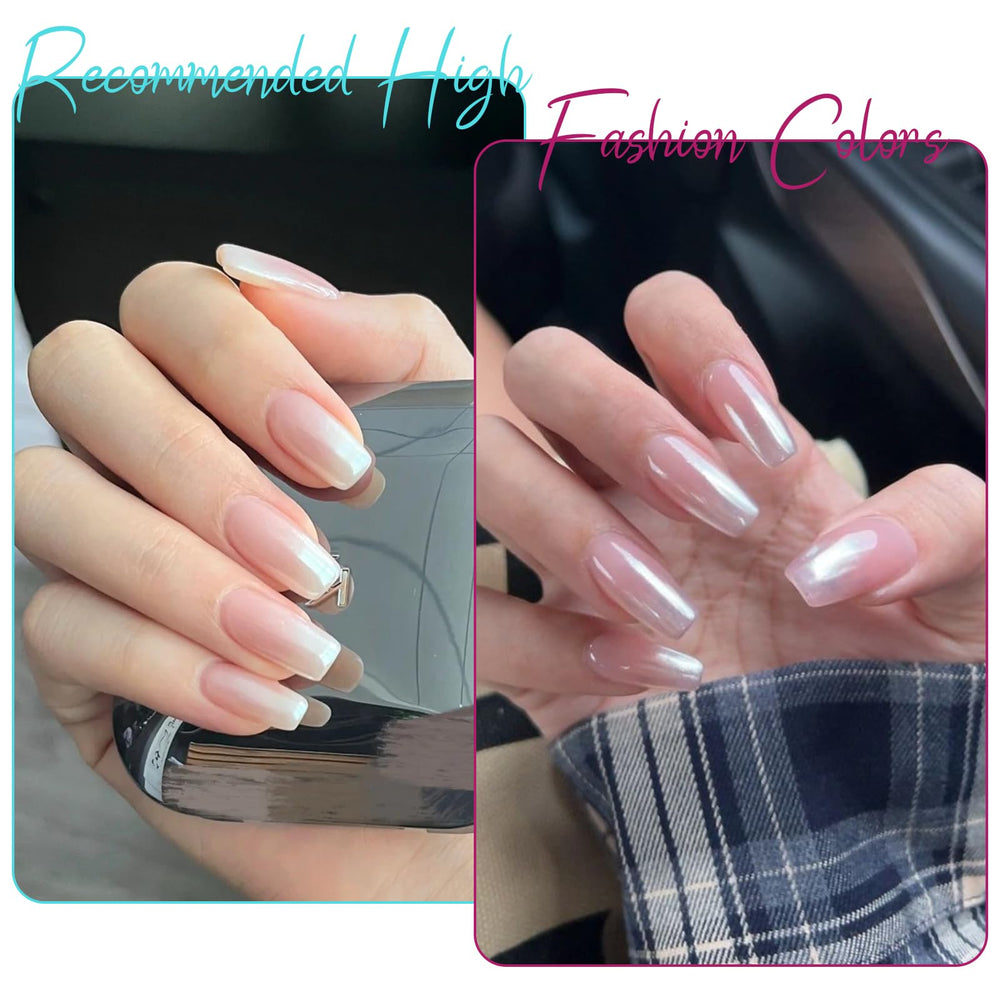 Artdone mirror chrome nails achieved over light gel polish for shine.