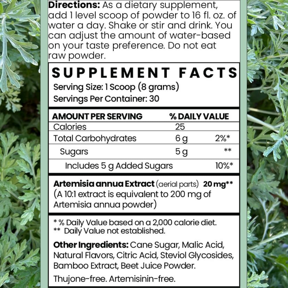 Ingredients: Artemisia Annua extract, bamboo extract, beet root extract