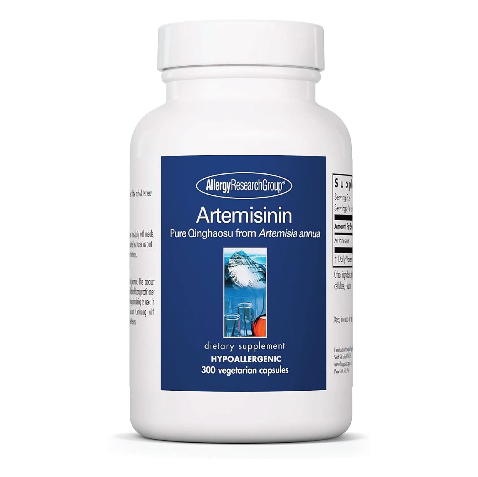 Allergy Research Group Artemisinin supplement bottle and GI tract support capsules