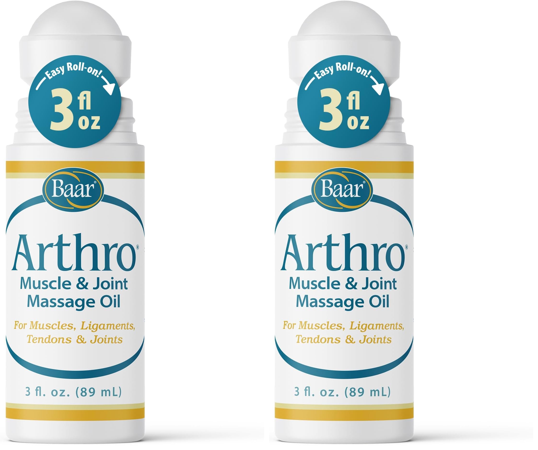 Arthro Muscle & Joint Masssage Oil Roll-On bottle, 3 fl oz, pack of 2