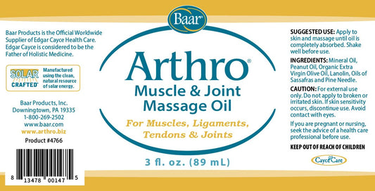 Close-up of Arthro massage oil roll-on bottle for muscles and joints