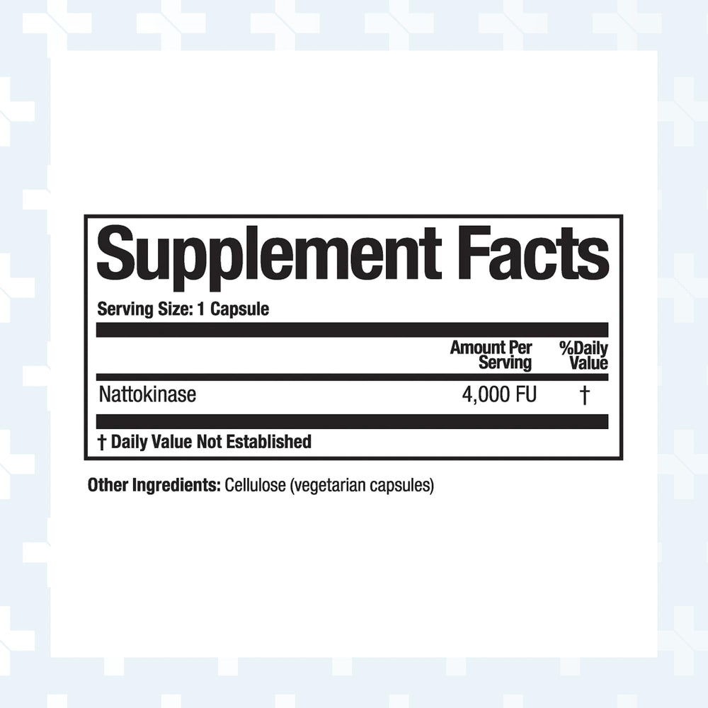 Close-up of nattokinase capsules showcasing 4000 FU potency
