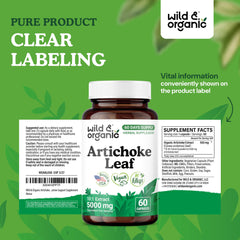 60-count bottle of Wild & Organic artichoke leaf extract capsules