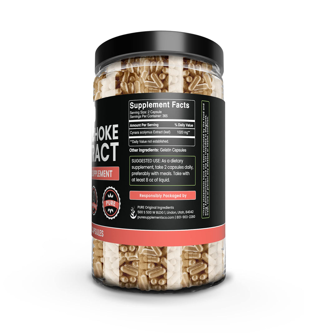 Product label for Pure Original Ingredients Artichoke Extract