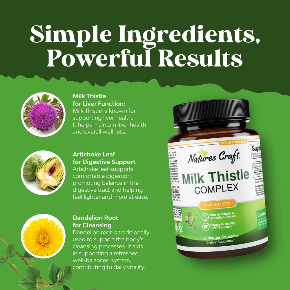 Artichoke leaf extract, dandelion root, and milk thistle ingredients