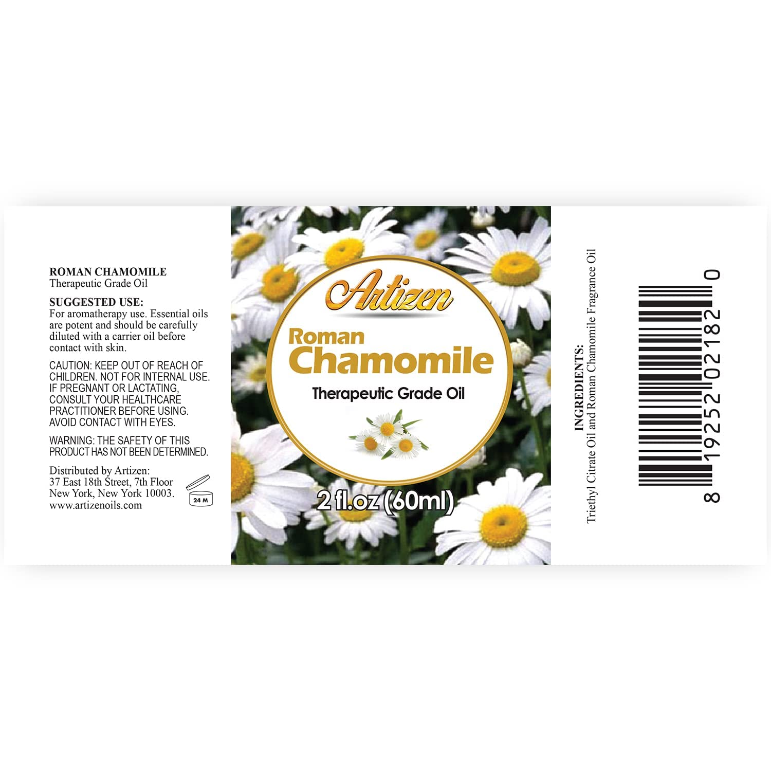 UV-protected glass bottle of Chamomile Roman essential oil