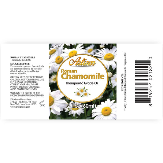 UV-protected glass bottle of Chamomile Roman essential oil