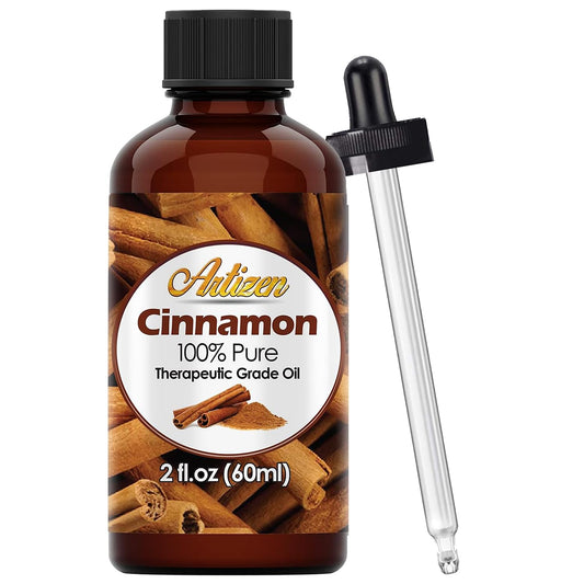 Artizen Cinnamon Essential Oil 2 oz bottle with dropper