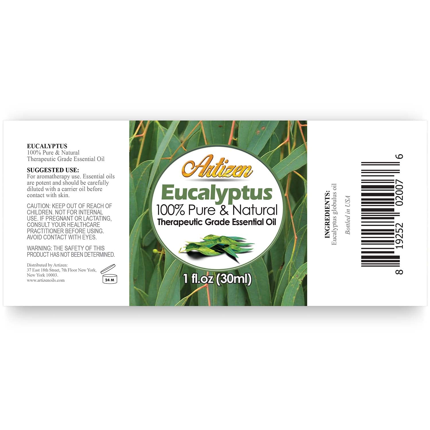 UV-coated glass bottle of Artizen Eucalyptus Oil