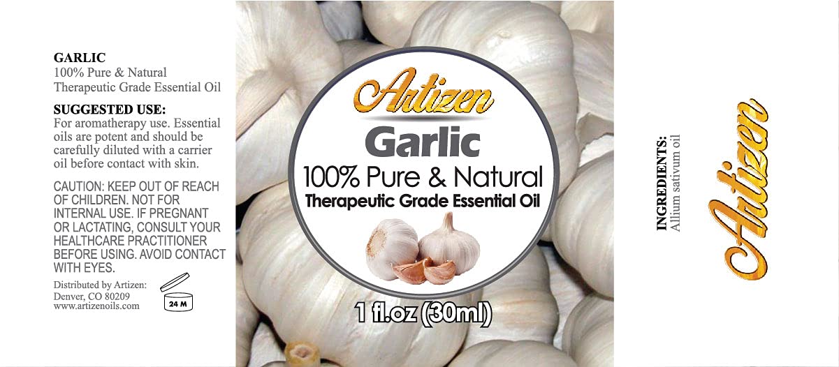 Dropper bottle of Artizen Garlic Essential Oil for aromatherapy