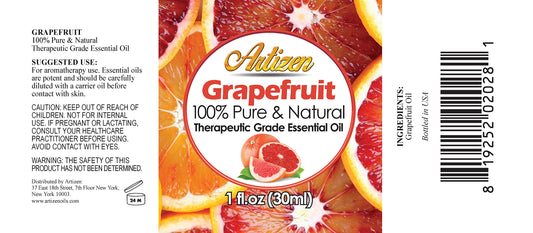 Close-up of Artizen Grapefruit Essential Oil bottle 30ml