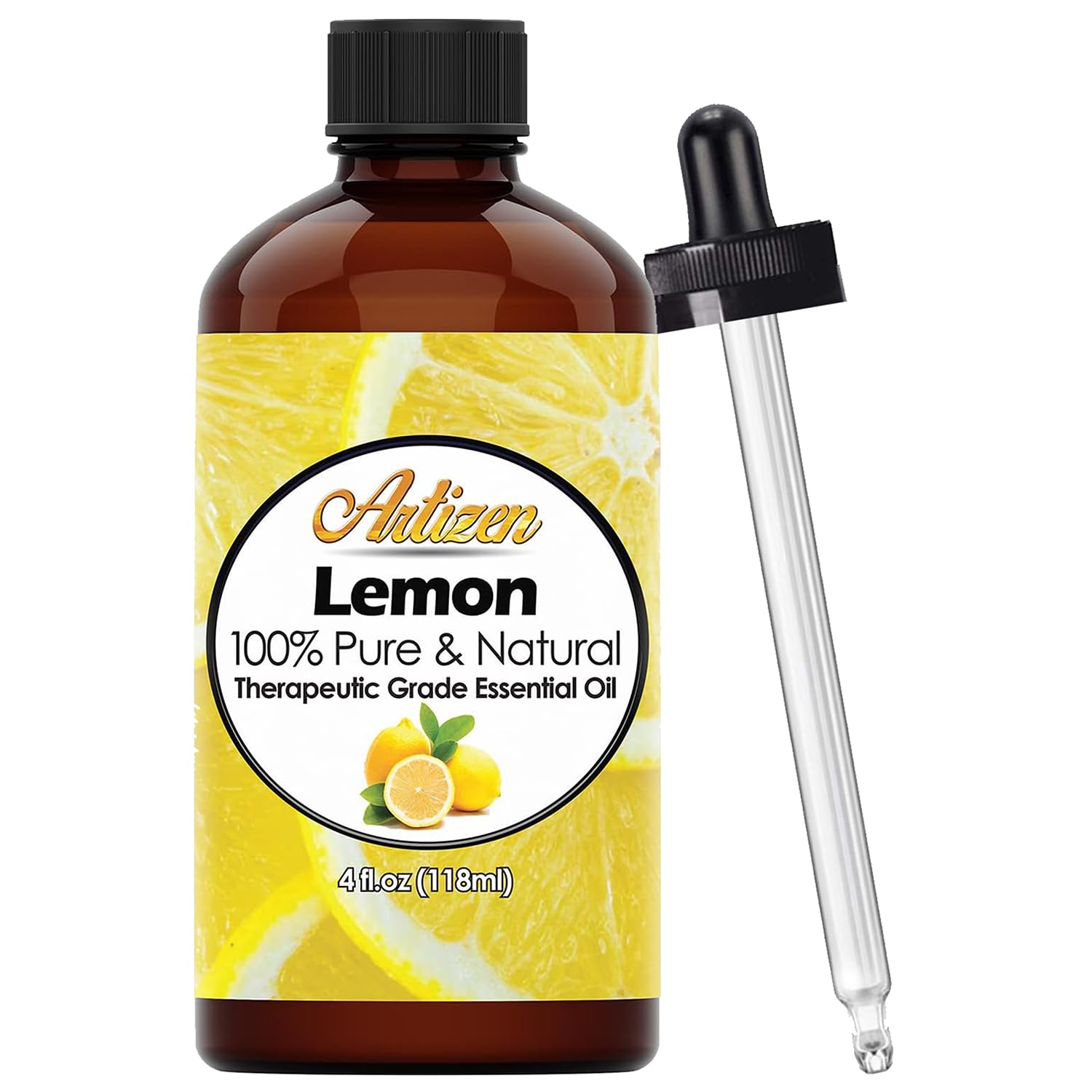 Artizen Lemon Essential Oil 4oz bottle - front view