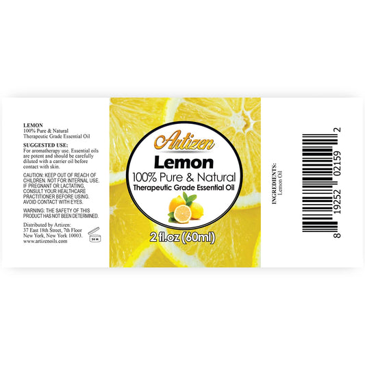 Close-up of Artizen Lemon Essential Oil 2oz bottle