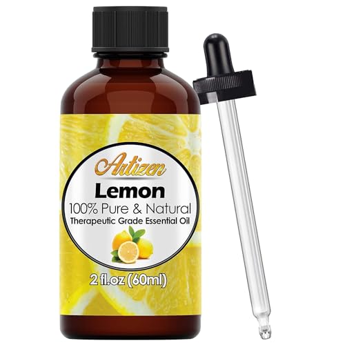 Artizen Lemon Essential Oil label detail on bottle