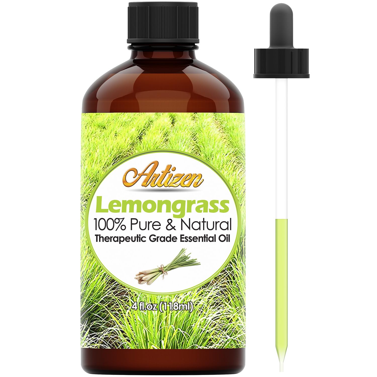 Artizen Lemongrass Essential Oil 4oz bottle label
