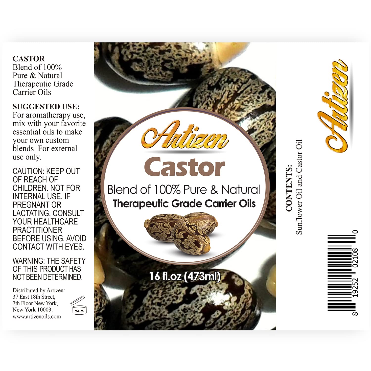 16oz Castor Oil bottle close-up