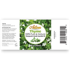 Artizen Thyme Essential Oil bottle label close-up