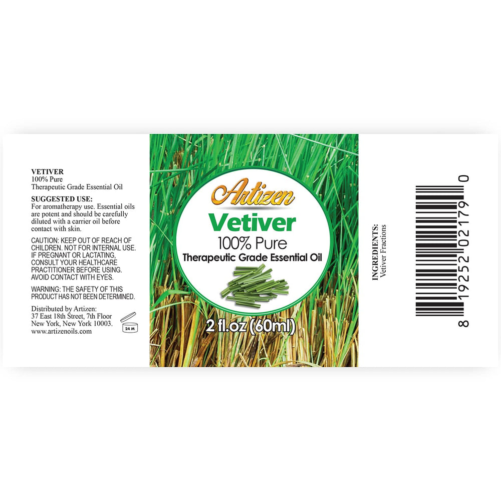 UV-protected glass bottle for Vetiver essential oil