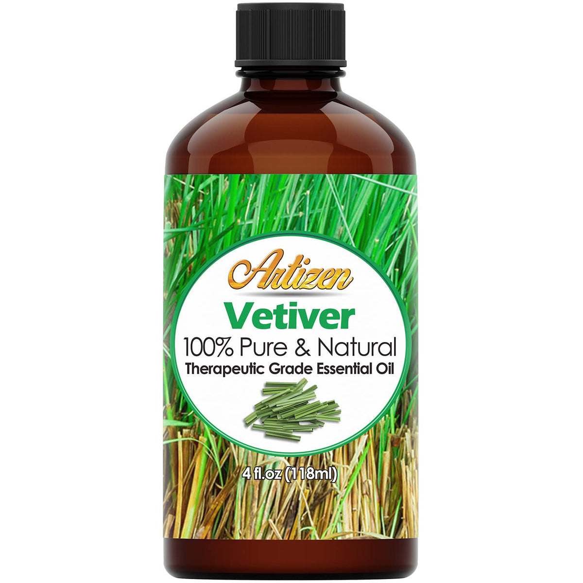 Artizen Vetiver Essential Oil 4oz front view