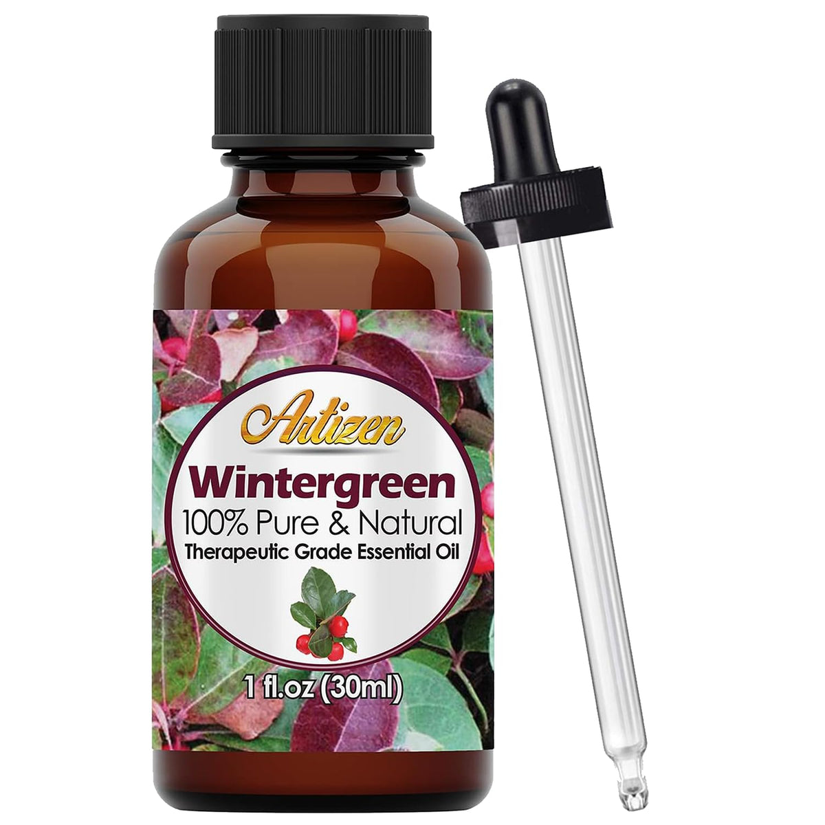 Artizen Wintergreen essential oil 30ml bottle front view