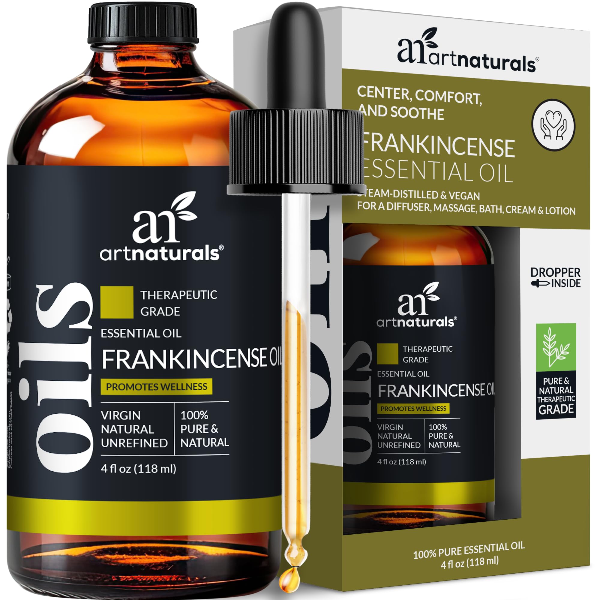 Front view of artnaturals Frankincense Essential Oil bottle - 4 oz / 118 ml