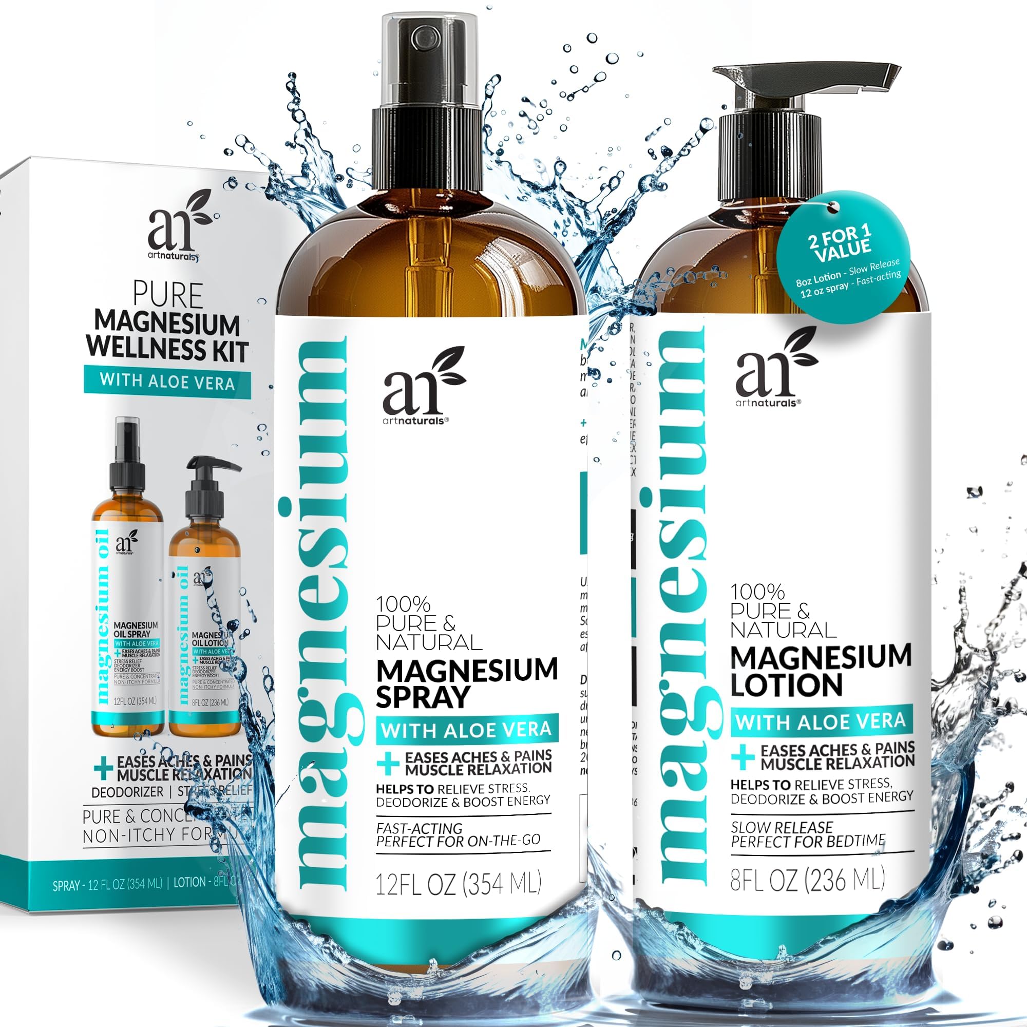 ArtNaturals Magnesium Oil Spray, 12 oz bottle, for quick relief and muscle relaxation