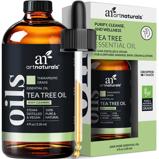 ArtNaturals Tea Tree Oil bottle with dropper and 4 oz label