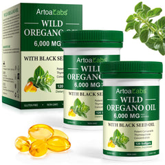 Artoalabs Oil of Oregano Softgels - 2 Pack with Black Seed Oil, 240 Count