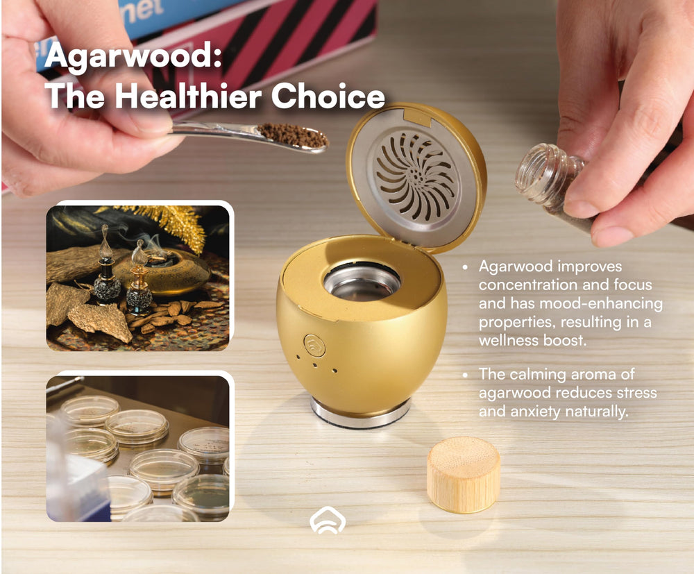 Artronic Orbby diffuser on a desk creates calm, quiet workspace.