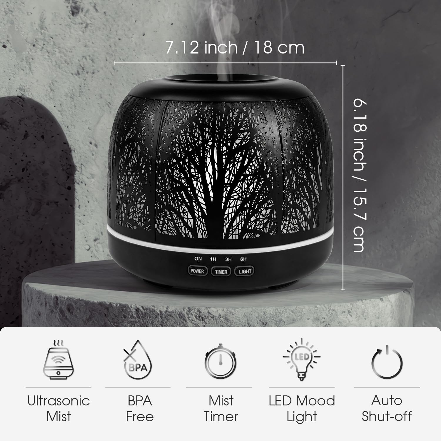 ARVIDSSON 500ml diffuser – Black Tree design, side view