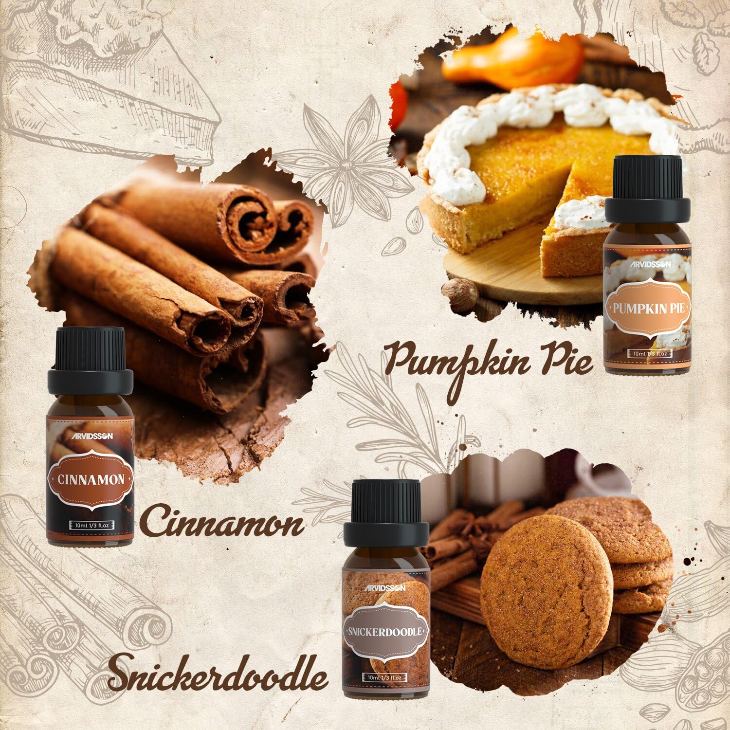 Close-up of Cinnamon essential oil in amber bottle
