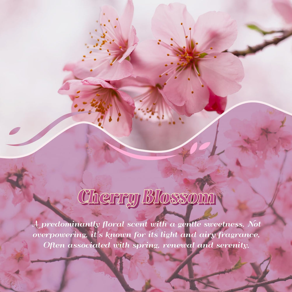 Cherry blossom essential oil bottle next to diffuser