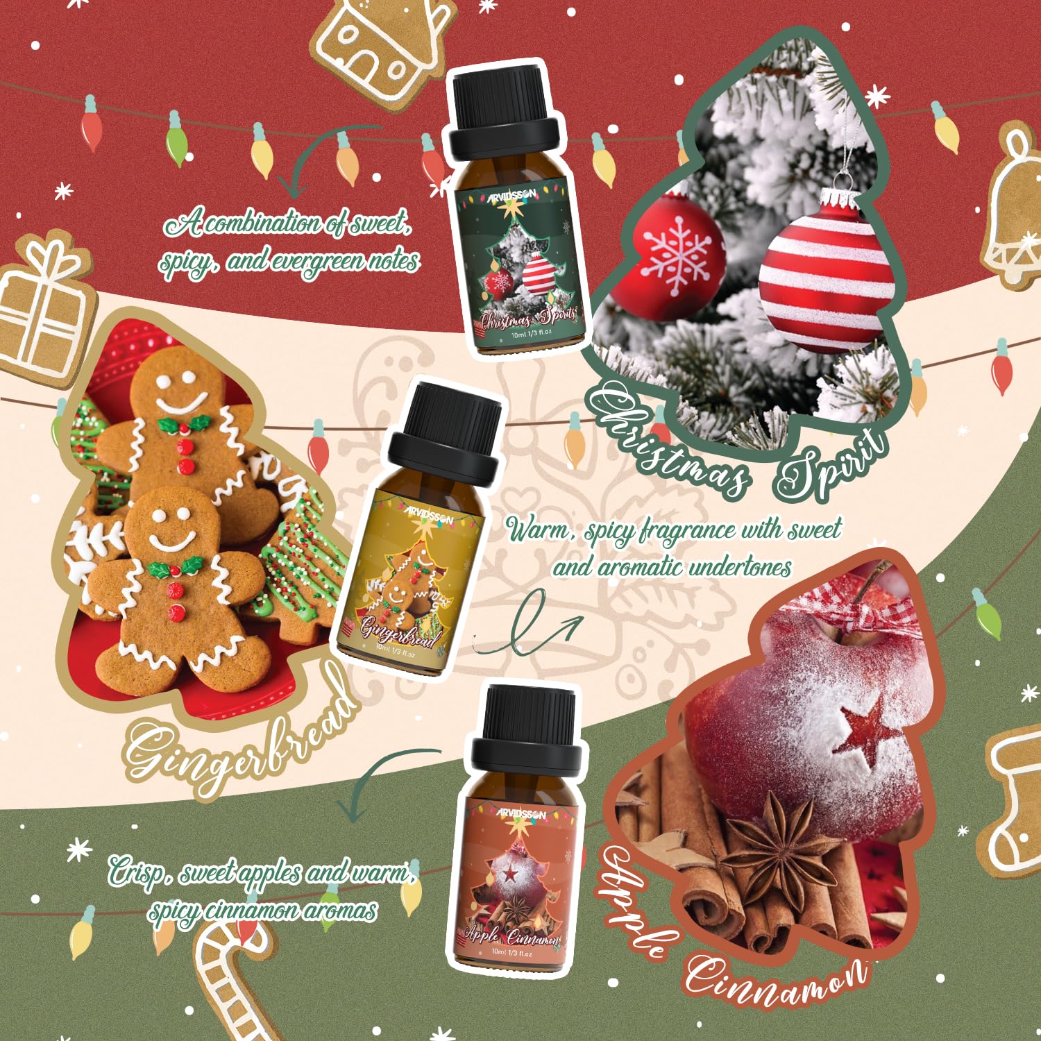 Gingerbread and candy cane scented Christmas fragrance oils
