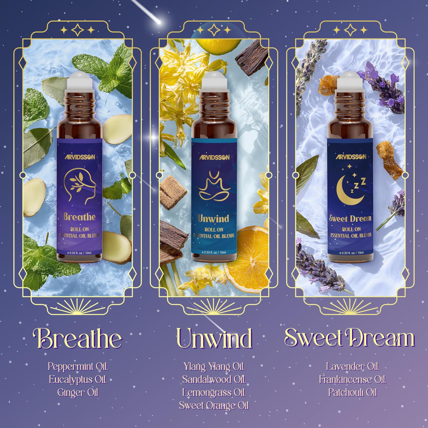 Unwind roll-on bottle with lavender and patchouli