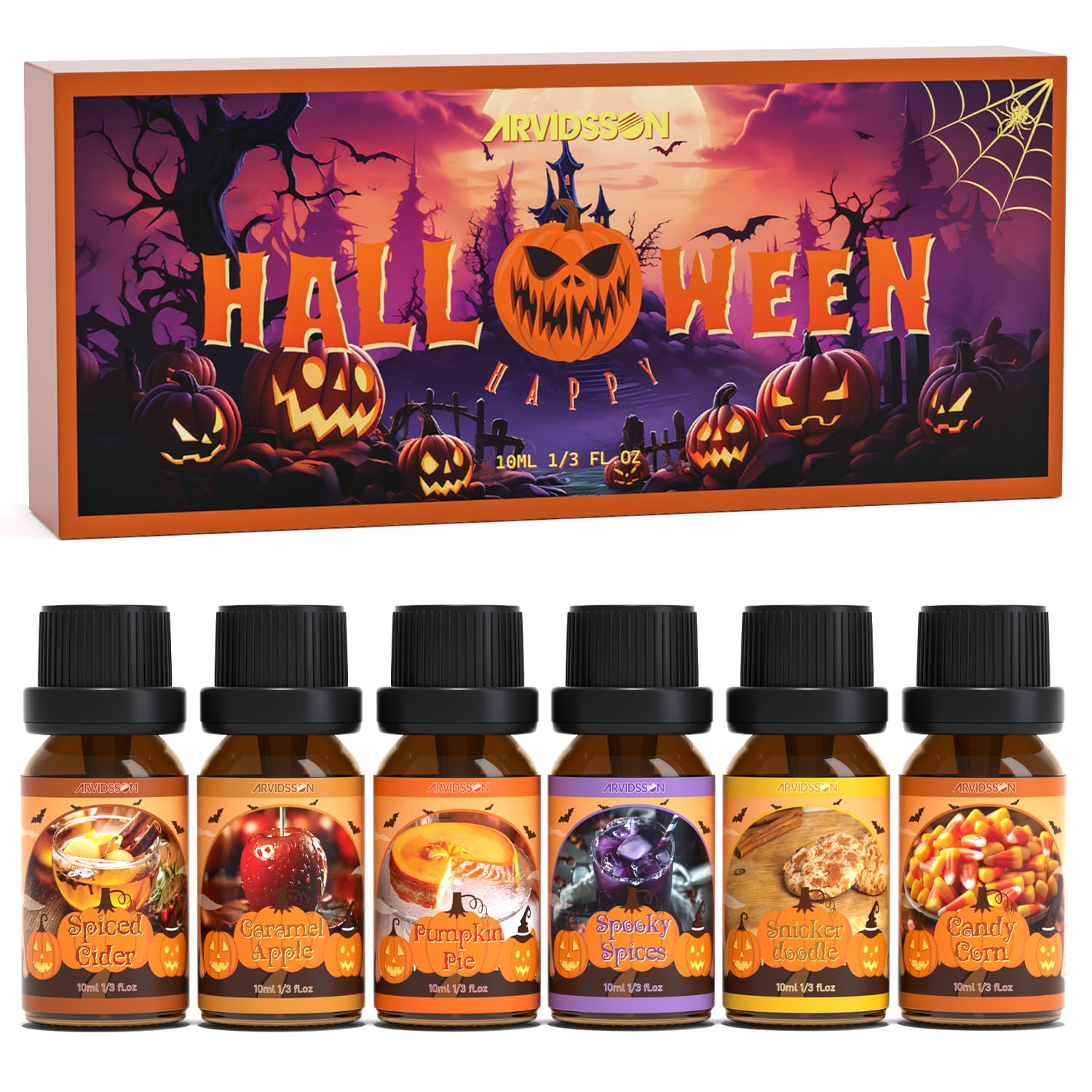 ARVIDSSON full Halloween fragrance oils set displayed, perfect for seasonal decor
